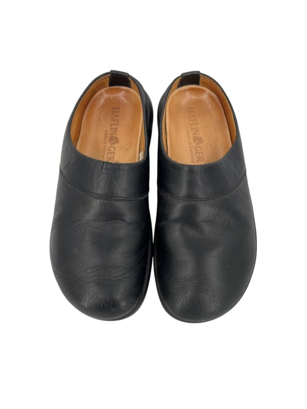 Haflinger Black Leather Slip-On Clogs Womens Size 7 US 38 EU Comfort Shoes
